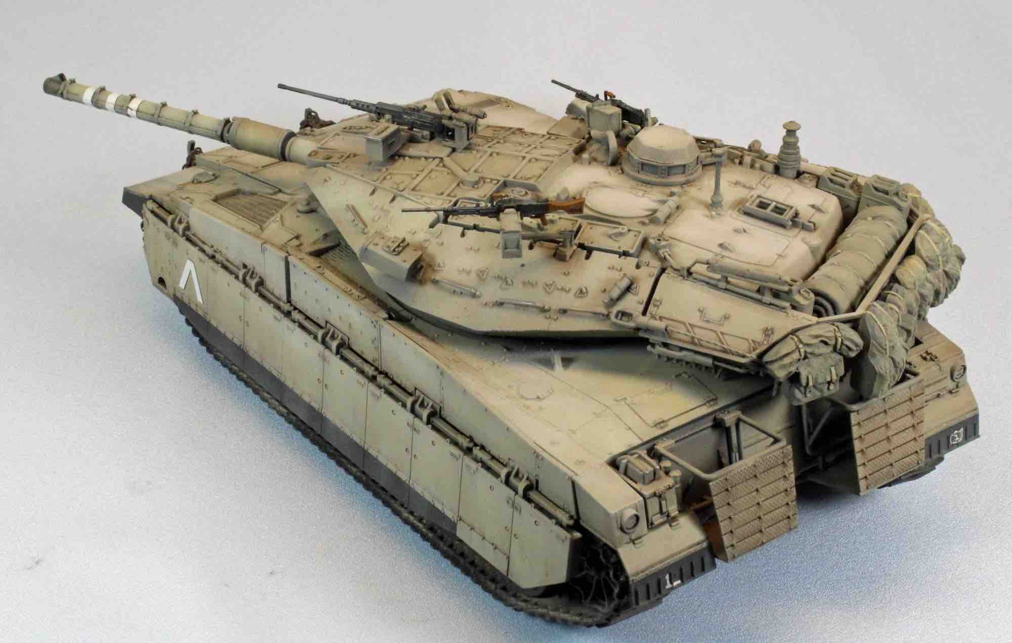 The Merkava from another angle, showing subtle tonal variation across the armor.