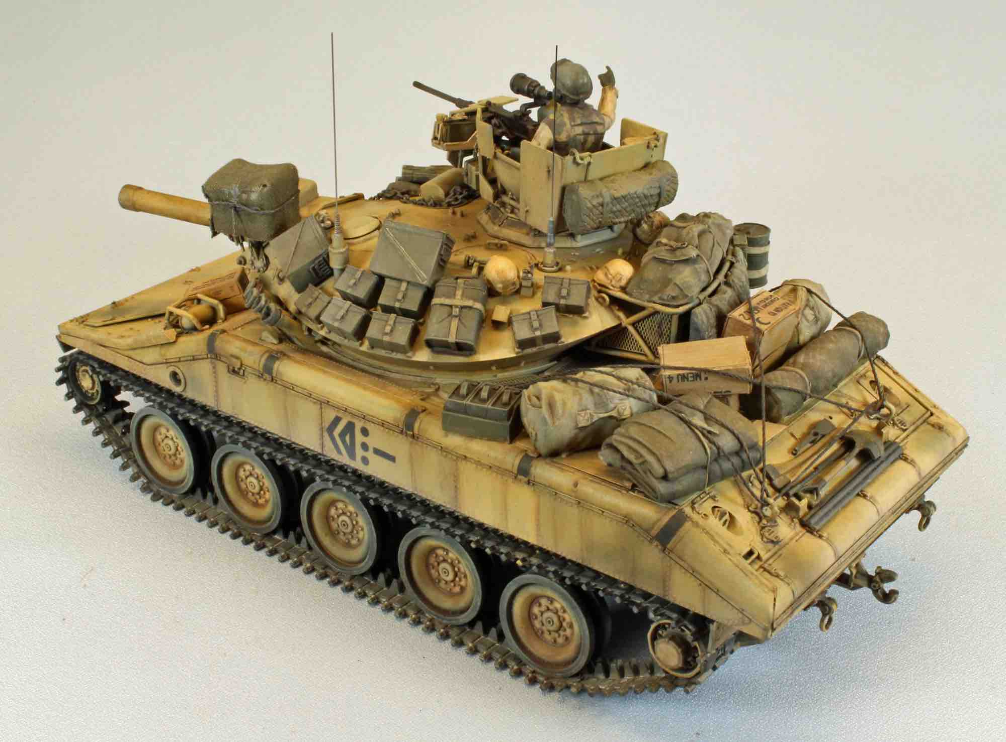 A second view of the weathered M551 Sheridan showing the softened upper surfaces and equipment.