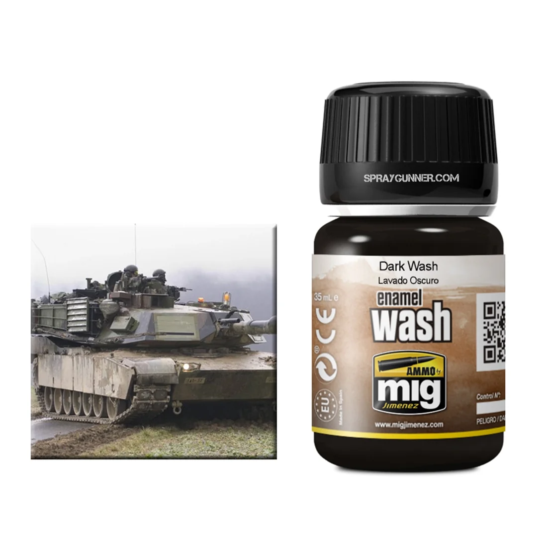 Bottle of AMMO Dark Wash for green vehicles